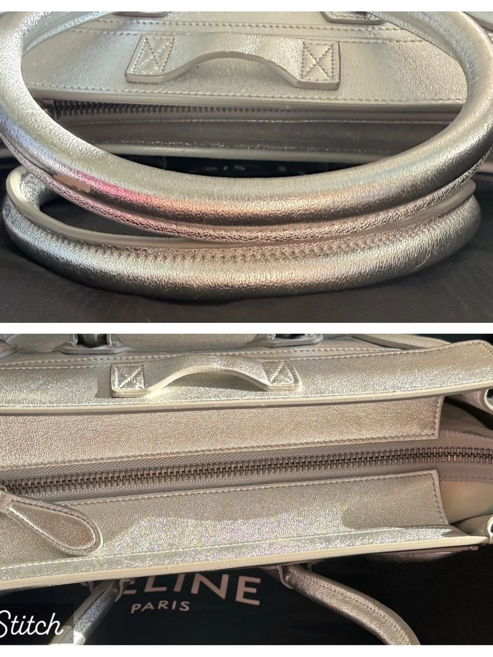 Celine metallic silver leather LUGGAGE Micro tote EUC! 🌟 😍
